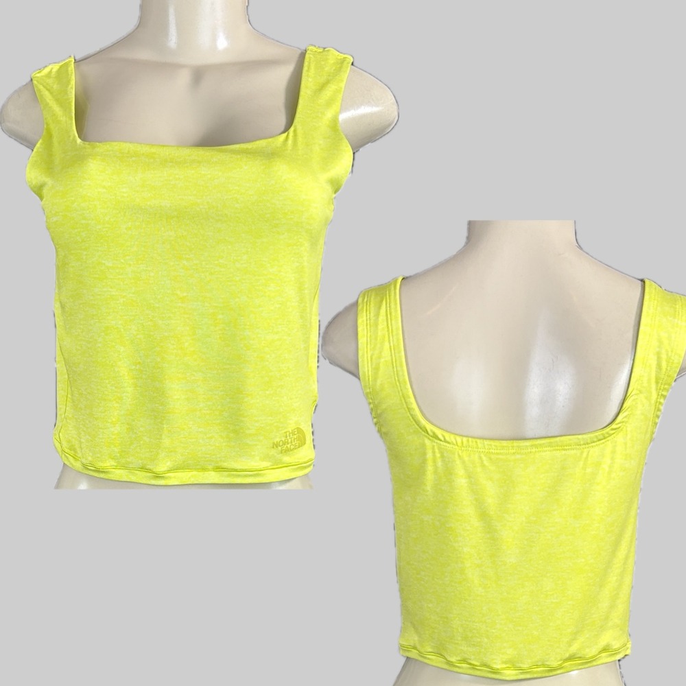 The North Face L Heather Volt Neon Spring Green Wayfair Crop Tank Built In Bra